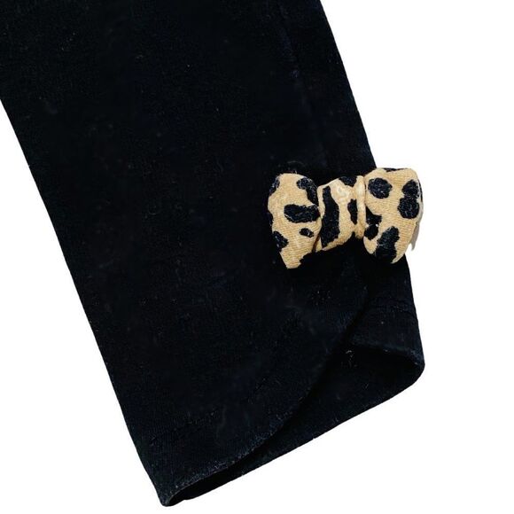 GYMBOREE Black Jeggings with Leopard Print Bows - Picture 2 of 4